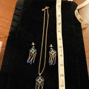 Blue Dangle Earrings and Necklace Set
